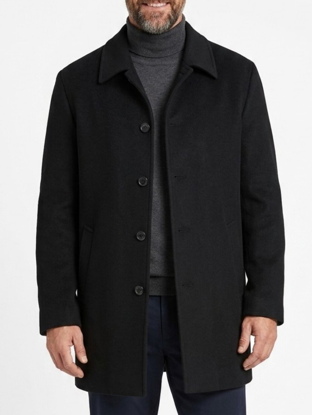 Vtg Austin Reed Black Cashmere Silk Blend Classic Single Breasted Coat Jacket 42